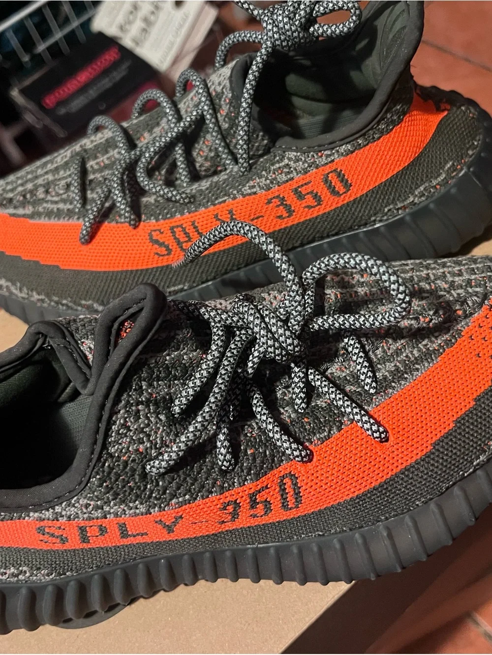 Yeezy Boost 350 V2 Grey & Orange Knit Sneakers